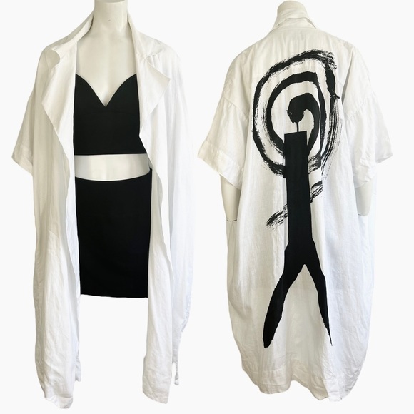 ISSEY MIHAKE IKKO TANAKA DUSTER LINEN VINTAGE JAPON 1996 COLLECTION WOMEN SIZE 6 - Picture 3 of 17